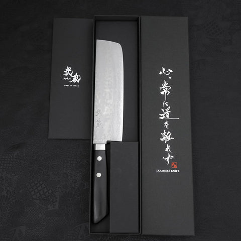 Nakiri VG-10 Damascus Western Black Handle 165mm-[Musashi]-[Japanese-Kitchen-Knives]