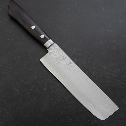 Nakiri VG-10 Damascus Western Blue Handle 165mm (6.5”)-[Musashi]-[Japanese-Kitchen-Knives]