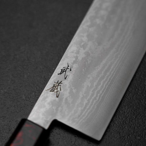 Nakiri VG-10 Damascus Yamanaka Black Urushi Handle 170mm-[Musashi]-[Japanese-Kitchen-Knives]