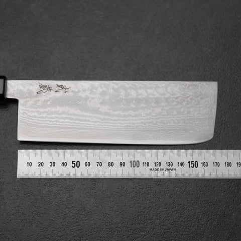 Nakiri VG-10 Damascus Yamanaka Black Urushi Handle 170mm-[Musashi]-[Japanese-Kitchen-Knives]