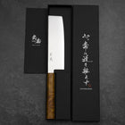 Nakiri VG-10 Damascus Yellow-Brown Birch Handle 170mm-[Musashi]-[Japanese-Kitchen-Knives]