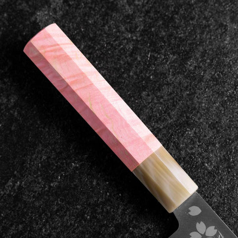 Nakiri VG-10 Polished Sakura Buffalo Dark Pink Maple Handle 165mm (6.5”)-[Musashi]-[Japanese-Kitchen-Knives]