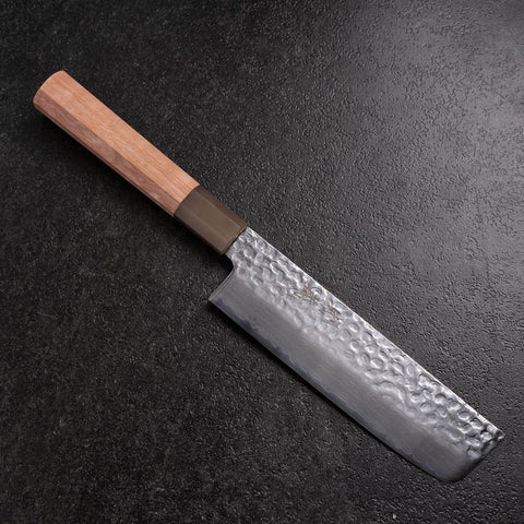 Nakiri VG-10 Tsuchime Damascus Buffalo Light Pink Maple Handle 170mm (6.7”)-[Musashi]-[Japanese-Kitchen-Knives]