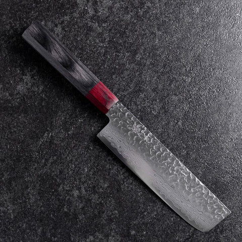 Nakiri VG-10 Tsuchime Damascus Pakka Handle 165mm (6.5”)-[Musashi]-[Japanese-Kitchen-Knives]