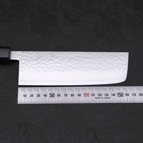 Nakiri VG-10 Tsuchime Damascus Walnut Handle 165mm-[Musashi]-[Japanese-Kitchen-Knives]