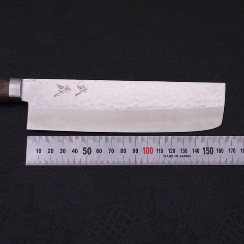 Nakiri VG-10 Tsuchime Damascus Western Brown Handle 165mm-[Musashi]-[Japanese-Kitchen-Knives]