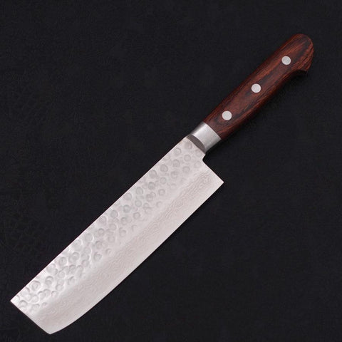 Nakiri VG-10 Tsuchime Damascus Western Handle 165mm-[Musashi]-[Japanese-Kitchen-Knives]