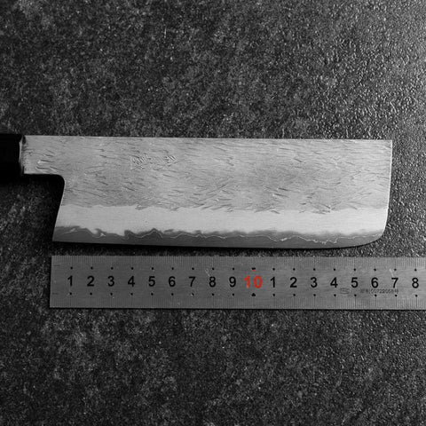 Nakiri White Steel #1 Tsuchime Buffalo Ebony Handle 165mm (6.5”)-[Musashi]-[Japanese-Kitchen-Knives]