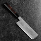Nakiri White Steel #1 Tsuchime Buffalo Ebony Handle 165mm (6.5”)-[Musashi]-[Japanese-Kitchen-Knives]
