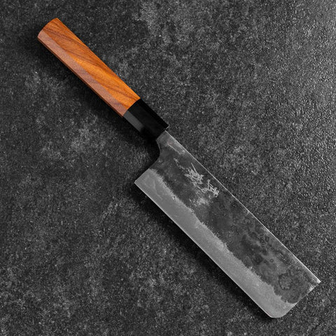 Nakiri White Steel #2 Kurouchi Buffalo Bubinga Handle 165mm (6.5”)-[Musashi]-[Japanese-Kitchen-Knives]