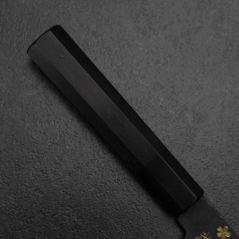 Nakiri White Steel #2 Kurouchi Chokin Sakura-Fuji Buffalo Ebony Handle 165mm (6.5”)-[Musashi]-[Japanese-Kitchen-Knives]