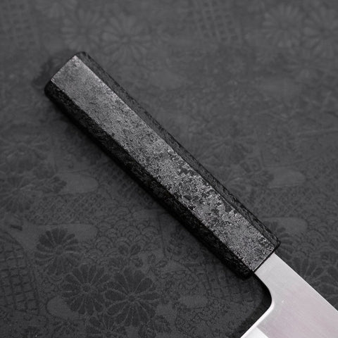 Nakiri White Steel #1 Polished Black Ishime Urushi Handle 165mm-[Musashi]-[Japanese-Kitchen-Knives]