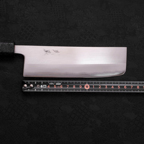 Nakiri White Steel #1 Polished Black Ishime Urushi Handle 165mm-[Musashi]-[Japanese-Kitchen-Knives]