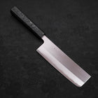 Nakiri White Steel #1 Polished Black Ishime Urushi Handle 165mm-[Musashi]-[Japanese-Kitchen-Knives]