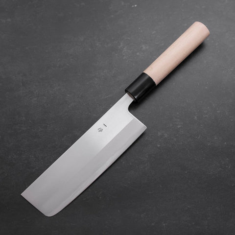 Nakiri White Steel #1 Polished Buffalo Magnolia Handle 165mm-[Musashi]-[Japanese-Kitchen-Knives]