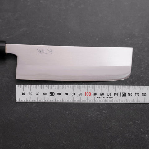 Nakiri White Steel #1 Polished Buffalo Magnolia Handle 165mm-[Musashi]-[Japanese-Kitchen-Knives]