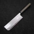 Nakiri White Steel #1 Stainless Clad Polished Green Urushi Handle 165mm-[Musashi]-[Japanese-Kitchen-Knives]