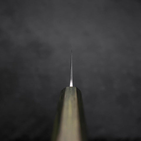 Nakiri White Steel #1 Stainless Clad Polished Green Urushi Handle 165mm-[Musashi]-[Japanese-Kitchen-Knives]