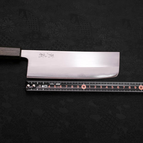 Nakiri White Steel #1 Stainless Clad Polished Green Urushi Handle 165mm-[Musashi]-[Japanese-Kitchen-Knives]