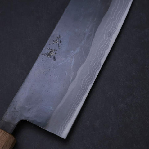 Nakiri White Steel #2 Kurouchi Damascus Yaki Urushi Handle 165mm-[Musashi]-[Japanese-Kitchen-Knives]