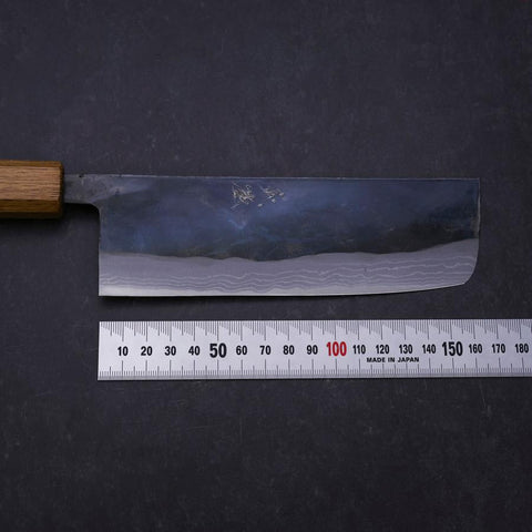 Nakiri White Steel #2 Kurouchi Damascus Yaki Urushi Handle 165mm-[Musashi]-[Japanese-Kitchen-Knives]