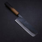 Nakiri White Steel #2 Kurouchi Damascus Yaki Urushi Handle 165mm-[Musashi]-[Japanese-Kitchen-Knives]