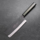 Nakiri White Steel #2 Kurouchi Green Urushi Handle 165mm-[Musashi]-[Japanese-Kitchen-Knives]