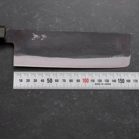 Nakiri White Steel #2 Kurouchi Green Urushi Handle 165mm-[Musashi]-[Japanese-Kitchen-Knives]