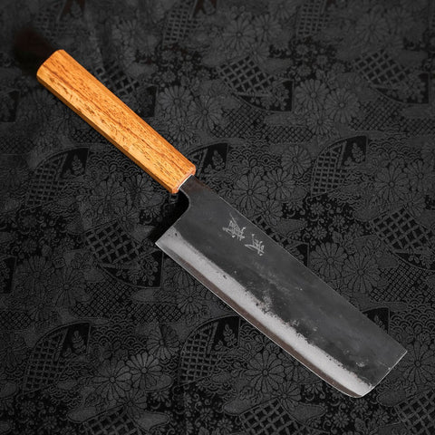 Nakiri White Steel #2 Kurouchi Oak Handle 165mm-[Musashi]-[Japanese-Kitchen-Knives]