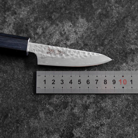 Paring White Steel #2 Tsuchime Dark Blue Urushi Handle 80mm (3.1”)-[Musashi]-[Japanese-Kitchen-Knives]