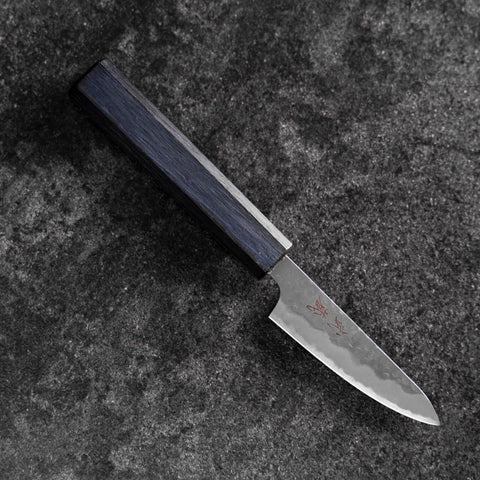 Paring White Steel #2 Tsuchime Dark Blue Urushi Handle 80mm (3.1”)-[Musashi]-[Japanese-Kitchen-Knives]