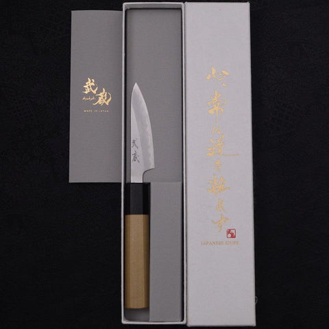 Paring White Steel #1 Polished Buffalo Magnolia Handle 80mm-[Musashi]-[Japanese-Kitchen-Knives]