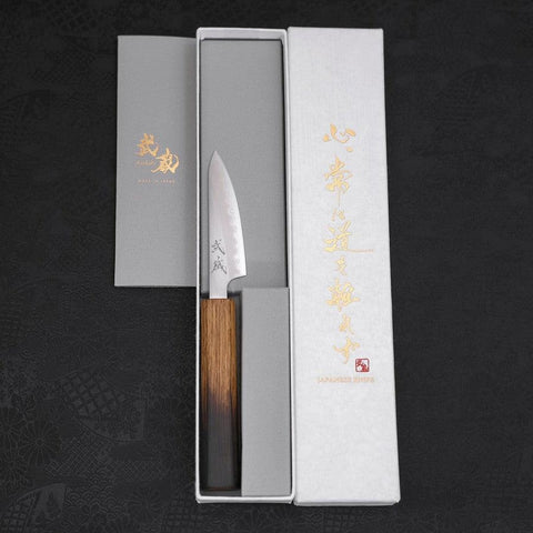 Paring White Steel #1 Polished Yaki Urushi Handle 80mm-[Musashi]-[Japanese-Kitchen-Knives]