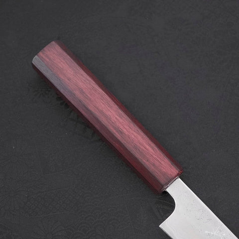 Petty AUS-10 Nashiji Damascus Urushi Purple Handle 135mm-[Musashi]-[Japanese-Kitchen-Knives]