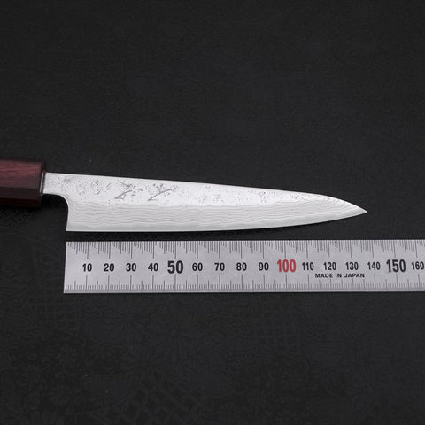 Petty AUS-10 Nashiji Damascus Urushi Purple Handle 135mm-[Musashi]-[Japanese-Kitchen-Knives]