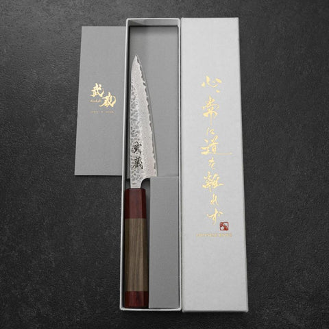 Petty AUS-10 Tsuchime Walnut Handle 135mm-[Musashi]-[Japanese-Kitchen-Knives]