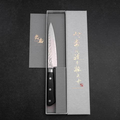 Petty AUS-8 Tsuchime Western Black Handle 135mm-[Musashi]-[Japanese-Kitchen-Knives]