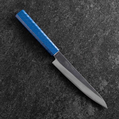 Petty Blue Steel #1 Stainless Clad Kurouchi Blue Urushi Handle 150mm-[Musashi]-[Japanese-Kitchen-Knives]