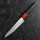 Petty Blue Steel #1 Stainless Clad Polished Red Black Urushi Handle 150mm-[Musashi]-[Japanese-Kitchen-Knives]