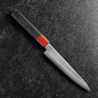Petty Blue Steel #1 Stainless Clad Polished Red Black Urushi Handle 150mm-[Musashi]-[Japanese-Kitchen-Knives]