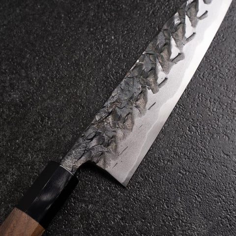 Petty Blue Steel #1 Tsuchime Buffalo Walnut Handle 150mm (5.9”)-[Musashi]-[Japanese-Kitchen-Knives]