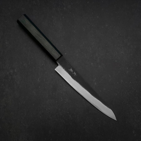 Petty Blue Steel #2 Kurouchi Dark Blue Urushi Handle 150mm (5.9”)-[Musashi]-[Japanese-Kitchen-Knives]