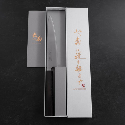 Petty Blue Super Polished Ebony Handle 150mm-[Musashi]-[Japanese-Kitchen-Knives]