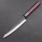 Petty Blue Steel #1 Stainless Clad Kurouchi Black Purple Urushi Handle 150mm-[Musashi]-[Japanese-Kitchen-Knives]