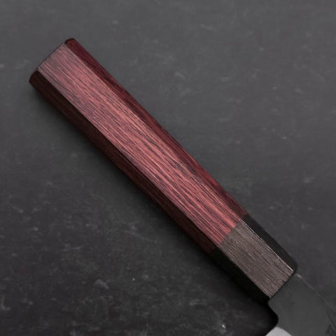 Petty Blue Steel #1 Stainless Clad Kurouchi Black Purple Urushi Handle 150mm-[Musashi]-[Japanese-Kitchen-Knives]