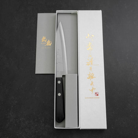 Petty Blue Steel #2 Polished Western Black Handle 150mm-[Musashi]-[Japanese-Kitchen-Knives]