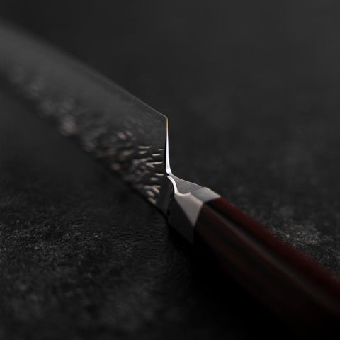 Petty SG-2 Mirror Tsuchime Damascus Octagonal Mahogany Handle 150mm-[Musashi]-[Japanese-Kitchen-Knives]