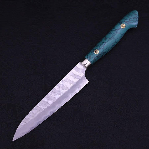Petty SG-2 Tsuchime Turquoise Green Handle 150mm-[Musashi]-[Japanese-Kitchen-Knives]