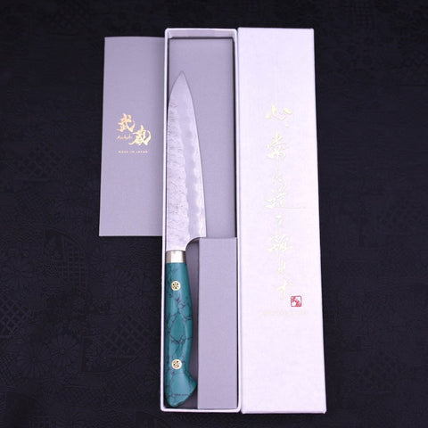 Petty SG-2 Tsuchime Turquoise Green Handle 150mm-[Musashi]-[Japanese-Kitchen-Knives]