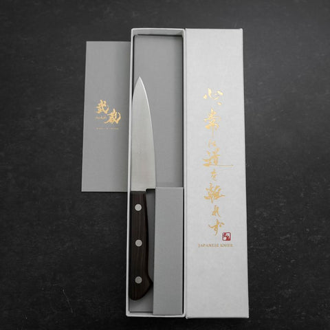 Petty SK Steel Polished Western Rosewood Brown Handle 120mm-[Musashi]-[Japanese-Kitchen-Knives]
